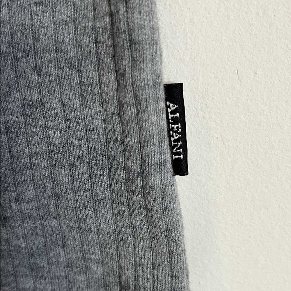 Alfani Gray V-Neck Short Sleeve Ribbed Shirt - Picture 3 of 6